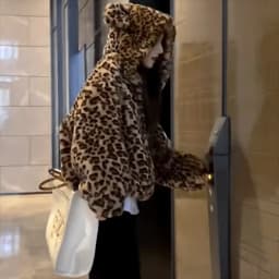 Women's leopard print coat Winter European Bear ears Rex Rabbit fur jacket short thick hooded top