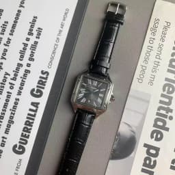 Luxury Watch for Men Square Rectangle Reloj Sliver Orologio Black Leather Strap Stainless Steel Quartz Wristwatch Male Man Clock