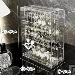 Transparent Jewelry Organizer Box Vertical Pulling Jewelry Box Dustproof Display Stand High-capacity Storage Hanging Accessories