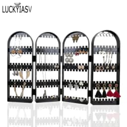60 to 360 holes Plastic Earrings Studs Display Rack Folding Screen Earring Jewelry Display Stand Holder Storage For Stud