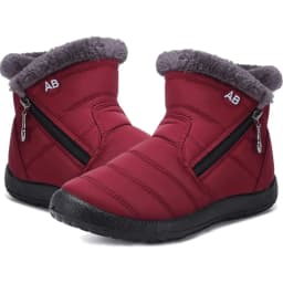 Winter Snow Ankle Boots, Full Deep Fuzzy Plush Inner Lining, Side Diagonal Zipper with Decorative Ring Pull Outdoor Cold Shoes