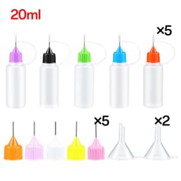 5pcs 10ml-120ml Precision Tip Applicator Bottles NeedleTip Squeeze Glue Bottles with 2 Mini Funnels for DIY Paint Paper Quilling