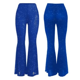 2024 Summer Wine Red Transparent Wide Leg Pants Y2K Trousers Sexy High Waist Women New Fashion Flash Diamond Trousers Streetwear
