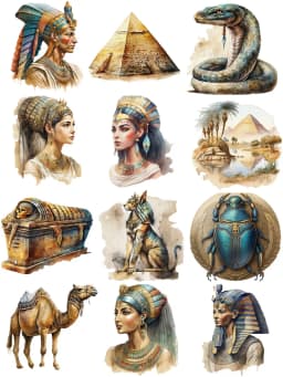 12Pcs/Pack Vintage Ancient Egypt Sticker DIY Craft Scrapbooking Album Junk Journal Decorative Stickers