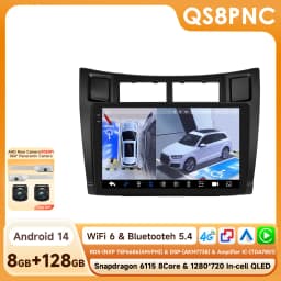 Hizpo 2Din 9inch Android Auto Car Radio for Toyota Yaris 2005 - 2012 Snapdragon 6115 GPS RDS DSP BT 4G CarPlay SWC 360°CAM