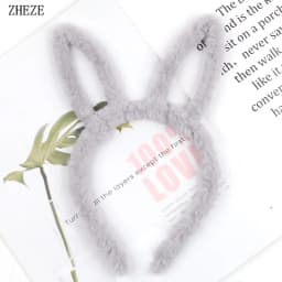 1pc Cute Plush Hair Hoop for Washing Face Skincare Kawaii  Bunny Ear Shaped Headband for Women Girls Wear Daily Hair Accessories