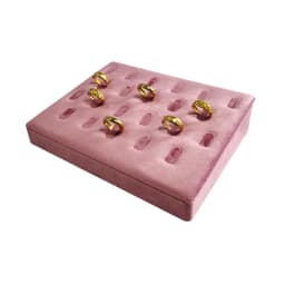 Beveled 22 Positions Ring Ornaments Display Stand Pink Velvet High-End Cloth Window Jewelry Display Props Ring Storage Rack