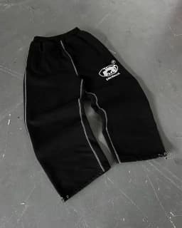 Pink Double Layer Sweatpants Y2K Mens Womens Gothic Hip Hop Letter Patch Retro Baggy Pants Casual Elastic Waist Jogging Pants