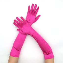 Women 55cm Satin Flash Drill Shiny Long Gloves Retro Campus Dance Party Wedding Bride Stage Performance Opera