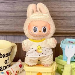 17cm Mini Doll'S Clothes Outfit Accessories for Labubu V1 V2 Striped Overalls Cool Handsome Clothing Gift