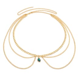 Fashionable, Versatile, Simple, Multi-layer Metal Body Chain, Personalized Emerald Diamond-set Waist Chain