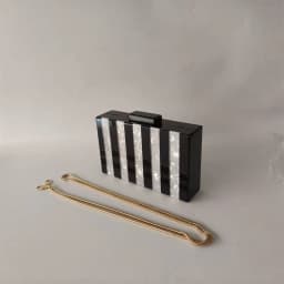 White Marble With Solid Black Striped Acrylic Box Clutches Beaded Handle Pro Cheapest Women Evening Mini Flap Wallet Hand Bags