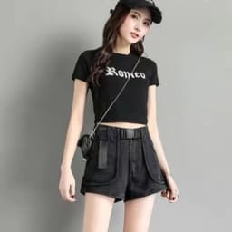 Punk Womens Denim Shorts Cargo Black Biker Short Pants For Women To Wear With Waist Pocket Outdoor Offer High Quality Hot Jeans