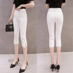 Casual Summer 2026 Women's Slim Fit Thin Pencil Pants Seven-Foot Length Split Fashionable Cotton Nylon Blend Cool Feeling