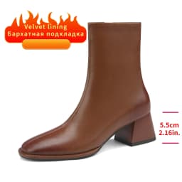 Women Ankle Boots Luxury Genuine Leather High Heels Zipper Black Chelsea Short Boot 2026 Elegant Female Booties Designer Shoe 42