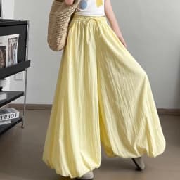Women Designer Baggy Solid Culottes Female Classic Yellow High Waist Trousers Girls Korean Comfortable Wide Leg Pants