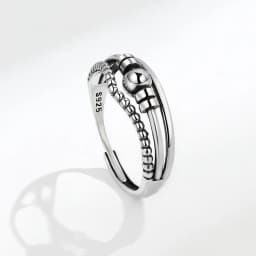 Vintage Round Beads Rotating Anti Stress Ring For Women Twisted Fidget Metal Spinner Anxiety Relief Spinning Ring Bague Femme