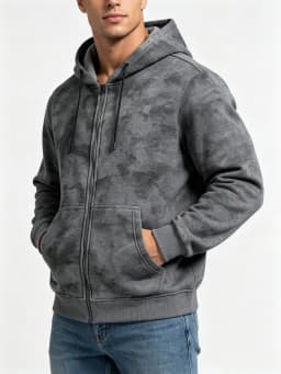 Men Tie Dye Zip Up Hoodie Heavyweight Full Zip Hooded Sweatshirt European High Street Loose Streetwear Autumn Casual Outerwear J
