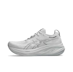All White Mesh Athletic Running Sneakers Blue Gradient Streamline Shock Absorbing Midsole Green Traction Edge Colorful Side Stripe Breathable Knit Upper Lace Up Unisex Sport Footwear