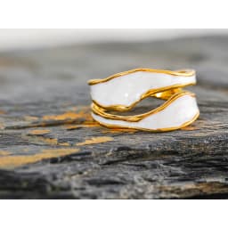 Yhpup Fashion White Enamel Creative Irregular 316 Stainless Steel Open Ring Waterproof Women Jewelry Stylish Charm Bijoux New
