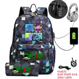 One Piece Zoro Print School Backpack Anti Theft Kids Teen Bookbag with Pencil Case