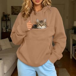 Men And Women Fall And Winter Casual Solid Color Pet Pocket Hooded Sweatshirt Funny Pullover Long Sweatshirt Jacket