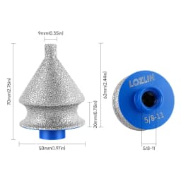 LOZLIN Diamond Chamfer Reaming Bit M14 5/8-11 for Porcelain Tile Ceramic Marble Granite Hole Enlarging Edge Trimming & Grinding