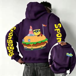 Burger SpongeBob SquarePants and Patrick Star Cartoon Anime 2026 Spring and Autumn Men's and Women's Fashion Sports Hoodies