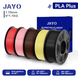 JAYO 3D PETG/PLA/PLA+ Filament 1.75mm +/-0.02mm PLA Filament 5 Rolls For Bambu FDM 3D Printer Neatly Wound 3D Printing Material
