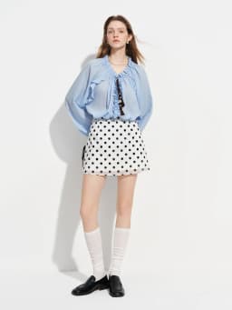 FSLE 2026 New Women's Pink Polka Dot Mini Skirt, High Waist A-line Short Skirt for Coquette Style, Flared Y2K Retro Party Skirt