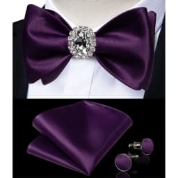 Classic White Selr-tie Bowtie with Ring Pocket Square Cufflinks Set Fashion Solid Men's Bow Tie for Wedding Groom Business Knots