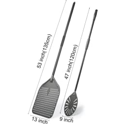 12" Hard Anodized Perforated Pizza Peel Rectangle Pizza Turning Shovel Set Aluminum Pizza Peel Paddle 40cm Long Silicone Handle