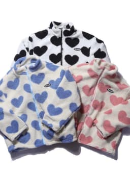 Double-Sided Wear Thickened Lamb Fur Heart Pattern Cotton Jacket Couple's Two-Way Wear Casual Warm Zipper Closure Long Sleeve...