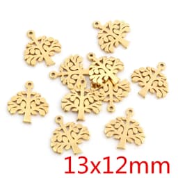 10pcs/lot 316 Stainless Steel Gold Plated Tree Moon Butterfly Small Charms Pendant For Necklace DIY Jewelry Making