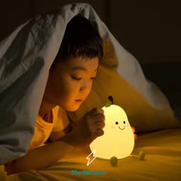 Rechargeable LED Cartoon Pear Nightlight, Silicone Light, Bedside Decor, Color Changing, Atmosphere Lamp for Kids, Holiday Gifts