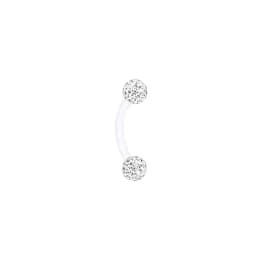 Coated Crystal Silicone 16g 1.2mm Eyebrow Ring Flexible Bioflex 6/8/10/12mm Bar Monroe Lip Curved Barbell Piercing