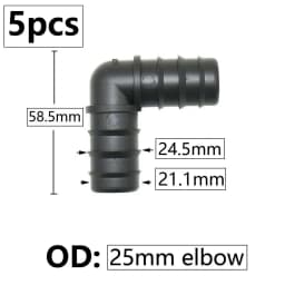 5pcs 16/20/25mm PE Pipe Barb Connector Straight Tee Elbow Plug Garden Water Hose Reducing Splitter Joint Drip Irrigation System