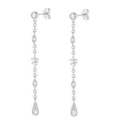 925 Sterling Silver Ear Needle Crystal Zircon Tassel Pendant Hoop Earrings Retro Small Fragrance Style High Jewelry Women Gifts