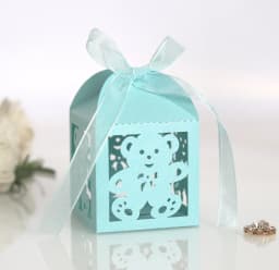 10pcs Blue Gift Box for Children's Day Birthday Wedding Party Candy Boxes Packaging Laser Hollow Cute Bear Chocolate Wrapping