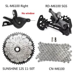 Shimano Deore M6100 1x12 Groupset M6100 Derailleurs MTB Mountain Bike 12S Shift Lever Chain Sunshine HG Cassette 52T 50T 46T 12V