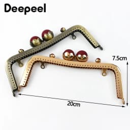 1/2Pcs 20cm Pearl Head Metal Purse Frame Bag Handle Kiss Clasp for Women HandBag Wallet Sewing Brackets DIY Bags Accessories