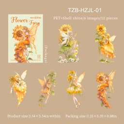 JIANWU Vintage Flower Elf Character Landscape Material Collage Scrapbooking PET Sticker Creative DIY Journal Stationery