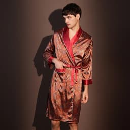 New Men's Robe Pajama Print Kimono Bathrobe Gown Spring Summer Male Sleepwear Loungewear Loose Silk Satin Nightwear Homewear