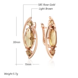 Kinel New Light Brown Crystal Long English Earrings for Women 585 Rose Gold Color With Natural Zircon High Quality Daily Jewelry