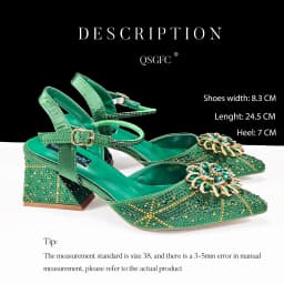 QueenaYan African Ladies Elegant Pointed Toe Shoes with shiny Metal Stand Bag Women Party Shoes or Commuting Shoes and Bag Set
