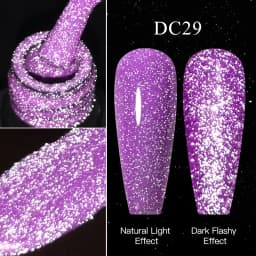 Mtssii Reflective Glitter Gel Pink Sparkling Sequins Gel Nail Polish Soak Off UV Nail Gel Semi-permanent Nail Art Decoration