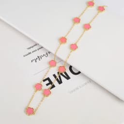 Natural Stone Shell Plant Five Leaf Flower Creative 20 Leaf Pendant Necklace Sweater Chain Women's Advanced Gift Clover