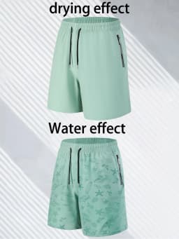Men's Quick Dry Water Activated Color Changing Shorts Casual Beach Swim Trunks with Zipper Pockets Lightweight Breathable Runnin