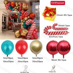Christmas Balloon Arch Green Gold Red Box Candy Balloons Garland Cone Explosion Star Foil Balloons New Year Christma Party Decor