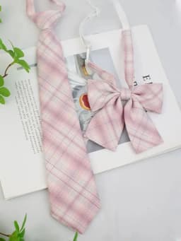 A Set of Two Handmade Jk Ties + Bow Ties, Available in Various Styles, Versatile College-Style Jk Plaid Women's Bow Ties and Ties, There Is Always One That Can Meet Your Needs